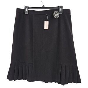 Dressbarn Skirt Women 14W Black Pleated Hem Tummy Control Career Preppy Coquette